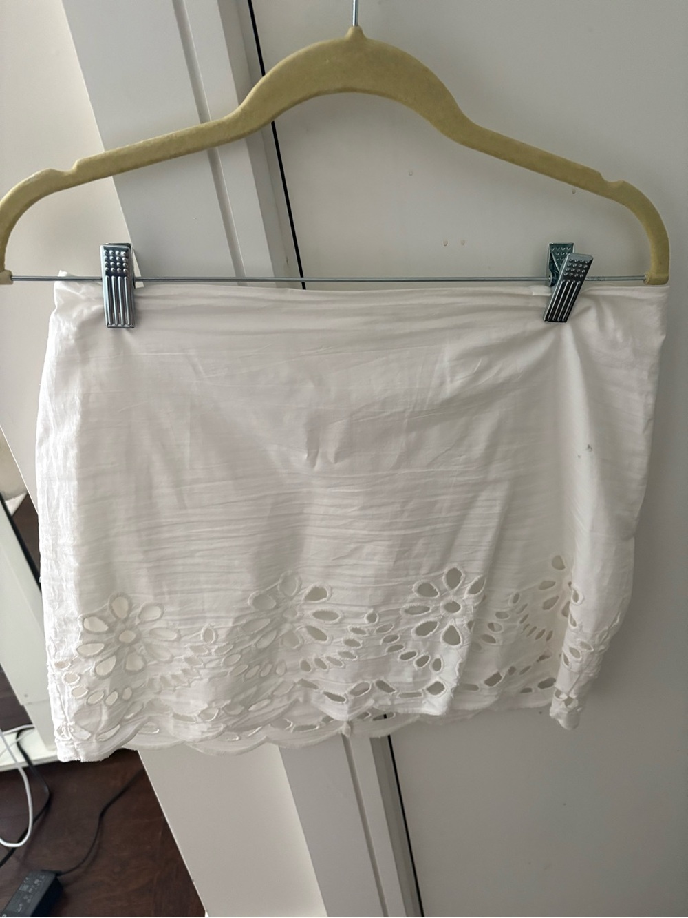 Tularosa White Eyelet Mini Skirt